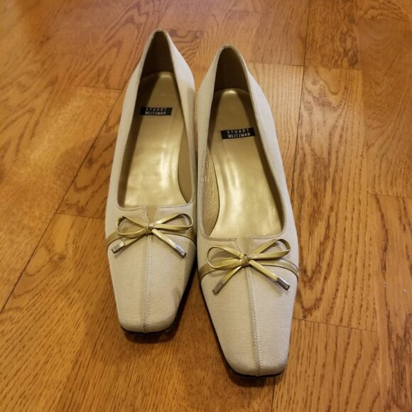 STUART WEITZMAN Vintage Kitten Heels shoes size 7.5 - Cream - Picture 9 of 11